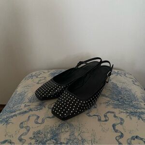 Alohas Lindy Studded Slingback Pumps | Black | Size 39